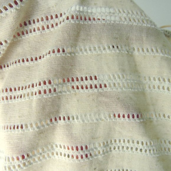 Free People Azalea Eyelet Stripe Dolman Top oversize relax loose fit Ivory Sz M - Picture 4 of 12